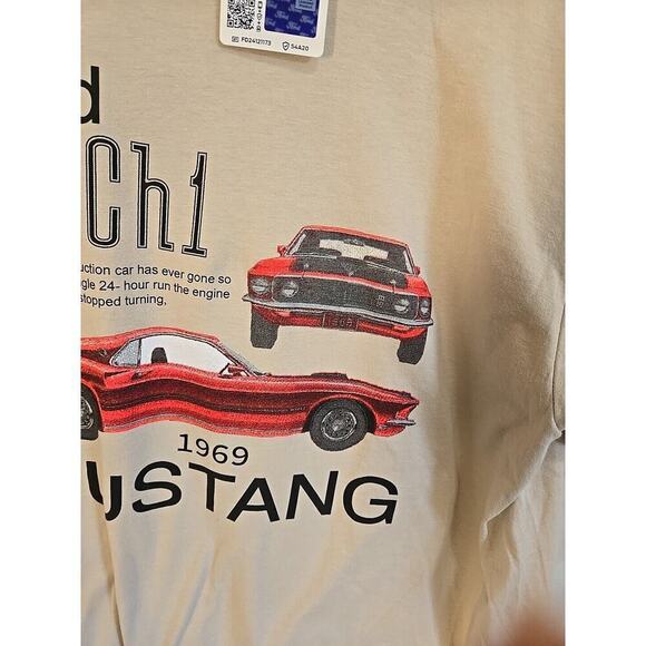 Men's Ford Mach 1 Mustang 1969 T-shirt Size L Tee Luv Tan - Picture 3 of 8